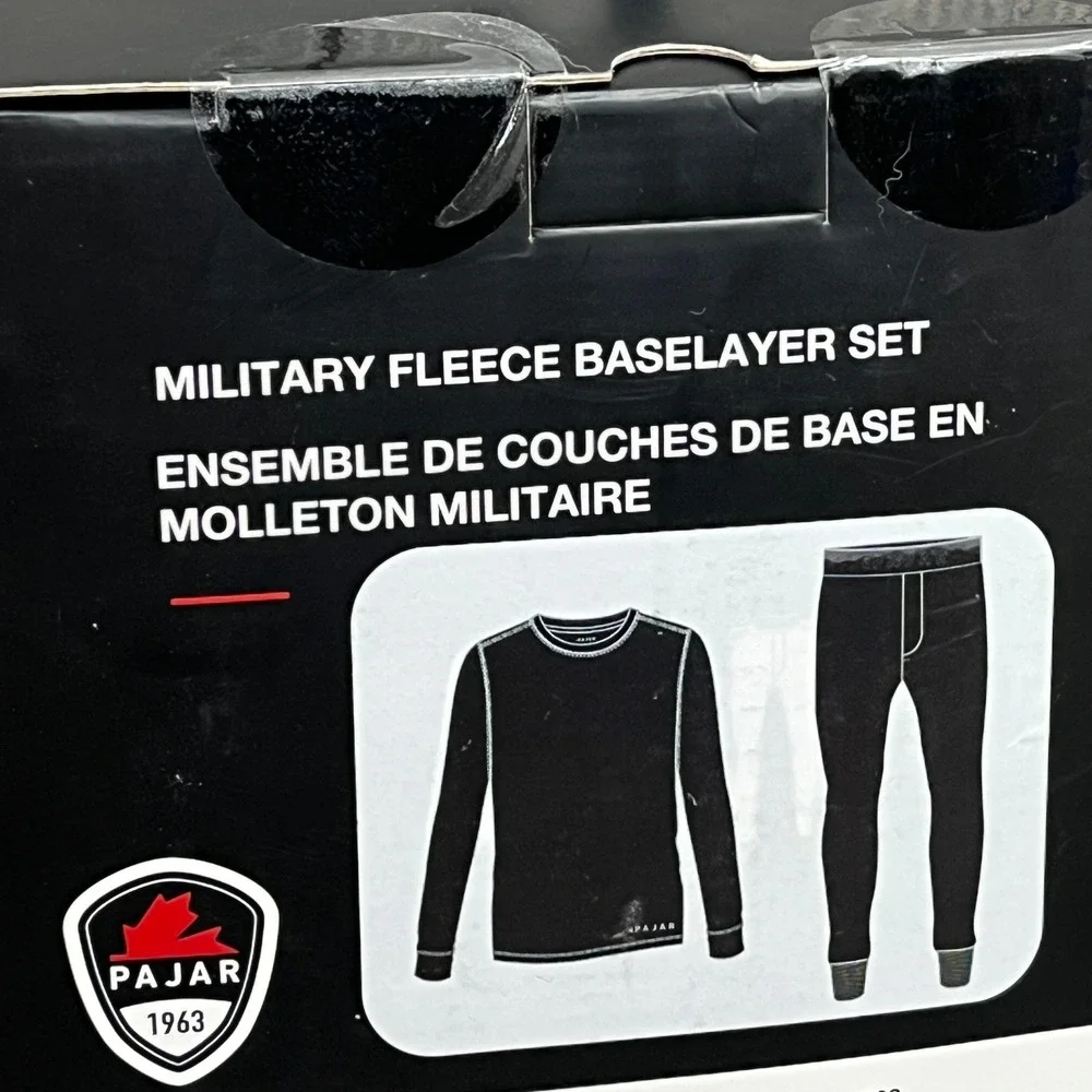 Pajar Military Fleece Baselayer‎ Set Shirt Pants Black Men XL Microfleece Warm